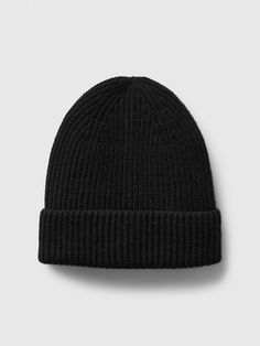 a black beanie hat on a white background