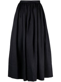 black linen high waist fitted waistline flared design mid-length Conscious: This item contains at least 50% low-impact materials, which are certified or widely recognised as having a lower environmental impact. Elegant Black Cotton Skirt, Black Linen Midi Skirt, Luxury Black Relaxed Skirt, Full-length Black Lined Skirt, Black Linen Skirt, Black Full-length Relaxed Skirt, Black Full-length Lined Maxi Skirt, Linen Midi Skirt, Full Midi Skirt