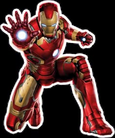 an iron man sticker is shown on a white background