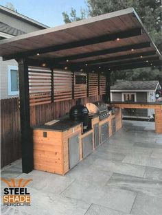 an outdoor bbq with grills and barbecue tables