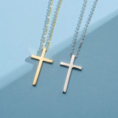 Be contemporary and unswerving with your belief. Made with 14K solid yellow gold. Length: 16+2 inches Weight: 1.89 grams Origin: imported White Gold Cross Pendant, Faith Cross, 14k Yellow Gold Necklace, White Gold Necklace, Yellow Gold Necklace, Gold Cross Pendant, White Gold Necklaces, Necklace Online, Gold Cross