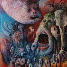 an image of a painting with many faces and monsters in it's mouth, as if they were screaming