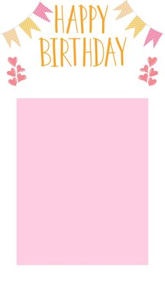 a birthday card with the words happy birthday in gold lettering on top of pink paper