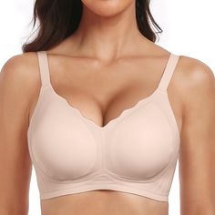 PRICES MAY VARY. 【Newest "W" Jelly Strip】These wireless bras for women use a "W" shaped "Jelly Strip" support and lift system that offers 360° support for your breasts. This push up bras for women are wire-free, lightweight, and non-restrictive, providing natural lift and shaping for a flattering chest silhouette. They cover all the "not so pretty" areas, perfect full coverage in the sides and no bulge. The bottom hem stays in place, ensuring no rolling or riding up, allowing for unrestricted mo Wireless Bras, Everyday Bra, Seamless Bra, Wireless Bra, Push Up Bra, Push Up, Bralette, Jelly, V Neck