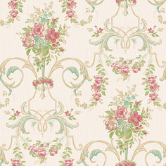 a floral wallpaper pattern with blue and yellow flowers