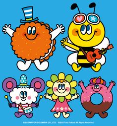 cartoon characters with hats and sunglasses on, one is playing guitar while the other two are singing