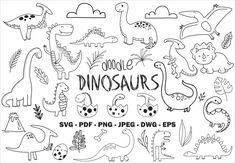 dinosaurs and other animals are drawn in the style of doodle