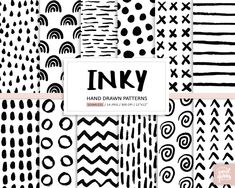 the inky hand drawn patterns in black and white