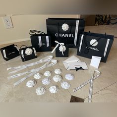 Everything In Photo Included, Only For All Chanel Lovers Everything Is 100% Authentic, Collected Over The Years Worth Over $500 Chanel Birthday Theme, Chanel Gift Bag, Chanel Birthday, Chanel Black And White, Chanel Lover, Chanel Accessories, City Aesthetic, Chanel Black, Birthday Theme