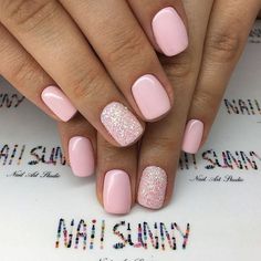 Pink Sparkle Nails, Pink Toe Nails, Blush Pink Nails, Dip Nail Colors, Pale Pink Nails, Baby Pink Nails, Pink Gel Nails, Pink Gel