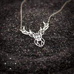 ¸¸.•*¨*•TAKE ADVANTAGE OF OUR HOLIDAY SALE! ¸¸.•*¨*• 20% off + FREE worldwide shipping! Geometric deer necklace, animal necklace, Deer antler necklace, nature necklace, Christmas gift, everyday necklace, gift for her. Deer Head Necklace, Deer Jewelry, Deer Necklace, Origami Necklace, Geometric Origami, Womens Jewellery, Head Necklace, Nature Necklace, Wild At Heart