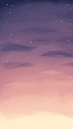 the night sky is filled with stars and clouds, as if it were painted in pastel colors