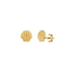 14K Yellow Gold Mini Seashell Stud Earrings - Women. Stud earrings exude a classy and sophisticated prescence, yet are so simple and timeless. Desirable and versatile these earrings can worn with any outfit, from a casual day at the office to a formal black-tie event. Their 14 karat gold brilliance will leave onlookers in awe. Our stud earrings are made with the buyer in mind. Fitted with a post and butterfly backing for a secure fit. Size: one size.  Gender: female.  Age Group: adult. Elegant Shell-shaped Yellow Gold Earrings, Elegant Yellow Gold Shell Earrings, Women Stud Earrings, Script Initial, Letter V, Black Tie Event, Earrings Women, Girly Jewelry, Initial Letters