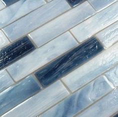 Clouds Blue 1'' x 4'' Glossy Glass Tile Botanical Glass Bricks Design, Backsplash With White Cabinets, Blue Glass Tile, Blue Backsplash, Timeless Bathroom, Extraordinary Design, Brick Tile, Popular Trends, Shower Floor Tile