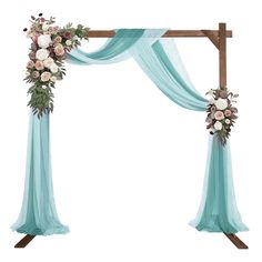 an arch decorated with flowers and greenery for a wedding ceremony or special occasion, isolated against a white background