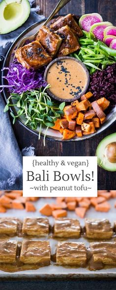 healthy and vegan bowls with peanut tofu