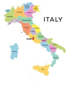 the detailed map of italy with all regions and their capital stock photo - budget conscious