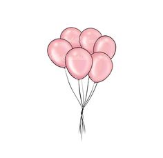 a bunch of pink balloons floating in the air