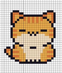 a cross stitch pattern with an image of a cat's face in orange and black