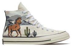 Converse Chuck 70 High 'Twisted Resort - Old Western Sunset' 169821C - KICKS CREW Cow Print Converse, Western Sunset, Straight Fashion, Country Shoes, Old Western, Country Things, Western Shoes, Country Style Outfits, Hey Dudes