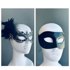 These masks take inspiration from the enchanting Venetian tradition, adding a touch of timeless charm to your attire. Whether you're attending a grand masquerade ball, a themed gala, or simply seeking to add a touch of elegance to your evening, this mask set ensures you and your partner will be the center of attention.


Age Group/Gender - Adult/Unisex

Size/Type - One size fits all adults

Mask Color - Black

Mask Material - Men's: Polyresin, Women's: Laser cut metal
Women's Brooch Embellishmen Black Adjustable Masquerade Mask, Elegant Adjustable Masquerade Mask, Gothic Eye Mask For Masquerade, Gothic Style Masquerade Eye Mask, Gothic Masquerade Eye Mask, Adjustable Black Masquerade Mask For Parties, Black Adjustable Masquerade Mask For Party, Adjustable Masquerade Mask, Elegant Black Mask For Costume Party