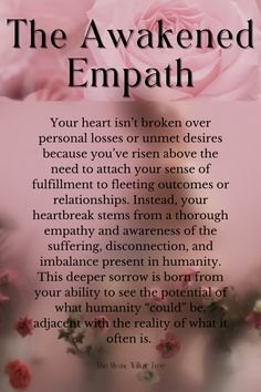 a pink rose with the words'the awakened empath'written below it