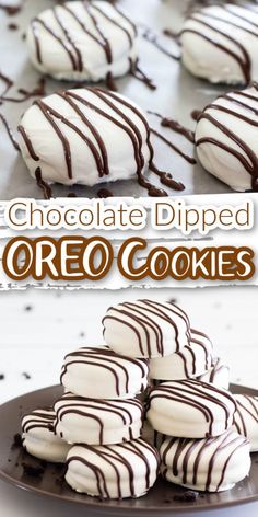 chocolate dipped oreo cookies on a plate