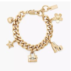 This Charm Bracelet Reimagines The Marc Jacobs Icons To New Heights With Charms Designed After Our Signature Tote Bag And More. Gold-Plated / Silver-Plated Brass Lobster Clasp Brand New Without Tag. First Come First Serve, The Bracelet With Tag Was Sold Out. Come With Jewelry Dust Bag. Marc Jacobs Bracelet, Mini Duffle Bag, Marc Jacobs Jewelry, Buckle Bags, Leather Belt Bag, Crossbody Tote Bag, Wallet Accessories, Wallet Chain, Crossbody Tote