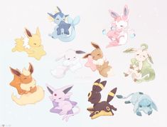 the pokemon characters are all different colors and sizes, but there is no image to describe