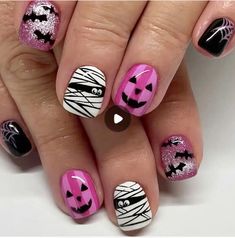 24PCS Short-Length Press-On Nails Set - Vibrant Mixed Colors with Spider, Bat & Pumpkin Patterns, Glossy Finish, Includes Jelly Glue & Nail File for Easy Halloween Nail Art Easy Halloween Nail Art, Jogger Sweatpants Outfit, Halloween Nail Art Easy, Pumpkin Patterns, Drawstring Pants Outfit, Halloween Nails Easy, Bat Pumpkin, Jogger Pants Outfit, Nails Set