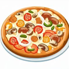 a pizza with different toppings sitting on a plate