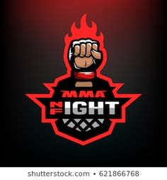 a logo for a boxing team with the image of a fist and flames on it