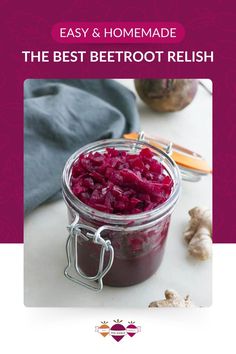 A glass jar of homemade beetroot relish. European Food Recipes, Eastern European Food, Beet Relish, Simple Appetizers, Horseradish Recipes, Beetroot Relish, Beetroot Recipes, Relish Recipes, Beet Recipes