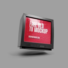 an old television with the words free old tv mockup on it's screen