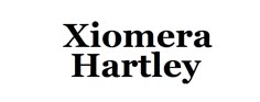 the logo for xiomera hartley is shown in black on a white background