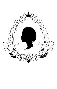 the silhouette of a woman's head in a wreath