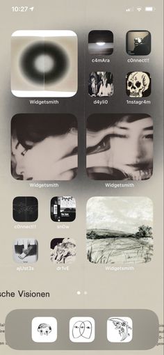 the back cover of an iphone with pictures and text in black and white on it