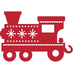 a red train with snowflakes on it