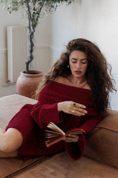 Knitted Off Shoulder Mini Dress Red Dress Winter Outfit, Burgundy Dress Long Sleeve, Red Dress Winter, Off Shoulder Red Dress, Burgundy Dress Long, Short Burgundy Dress, Dress Winter Outfit, Long Sleeve Burgundy Dress, Off The Shoulder Sweater Dress