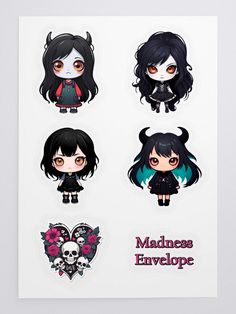 Expand your sticker collection with four amazing monster girls!

These cute chibi emo girls are perfect for lovers of alternative aesthetics and emo subculture Monster Girls, Cute Chibi, Monster Girl