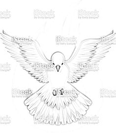 a white dove with its wings spread out and the number one on it's chest