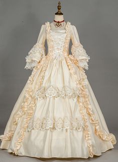 Buy high quality Champagne Marie Antoinette Renaissance Fairy Princess Dress Colonial Ball Gown Period Dress Theatrical Costume at low price.Shop for Renaissance Dresses,Ballgowns,Historical Dresses,Marie Antoinette Dresses online. 1800s Dresses Princesses, Princess Outfits Medieval, Medieval Princess Dress, Royal Princess Dress, 1800 Dress, Full Sleeve Dresses, 1800 Dresses, Victorian Dress Gown, 1800s Dresses