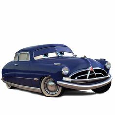 an old blue car with the word doc hudson on it's front and side