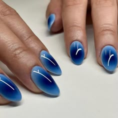 Electric Blue Ombre Nails, Royal Blue Ombre Acrylic Nails, Blue Nail Ombre, Ombré Nails Blue, Blue Ombre Gel Nails, Navy Ombre Nails, Navy Blue Ombre Nails, Ombré Blue Nails, Dark Blue Ombre Nails