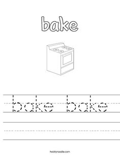 the word bake worksheet for children to learn how to write and draw