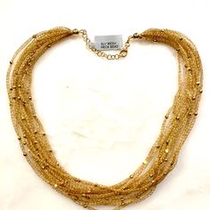 Nwt Italian Gold Mesh Bead Necklace. Beautiful Faceted Gold Beads. 12 Strand 18" Long Including Extension Chain. Gold Mesh Necklace, Elegant Multi-strand Chain Necklace With Gold Beads, Elegant Multi-strand Necklace With Tiny Beads, Elegant Multi-strand Gold Beaded Necklaces, Multi-strand Gold Beaded Necklaces For Jewelry Making, Multi-strand Gold Beaded Necklace For Jewelry Making, Elegant Multi-strand Gold Beads, Elegant Multi-strand Necklaces With Spacer Beads, Gold Multi-strand Jewelry With Spacer Beads