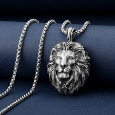 Hip Hop Men's Lion Head Pendant Necklace Punk Tin Jewelry Lion Charm, Lion Gifts, Leo Birthday, Lion Necklace, Lion Pendant, Animal Necklace, African Lion, Special Necklace, Style Hip Hop