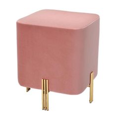 a pink stool with gold legs on an isolated white background for use in interior and exterior design