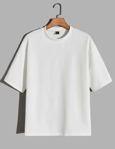 Pure white cotton tee. White T Shirt Outfit Men, Plain White Tees, Drop Shoulder Tshirt, Drop Shoulder T Shirt, White Tee Men, White T Shirt Men, Half Sleeve Shirt, Plain White Shirt, Shein Men