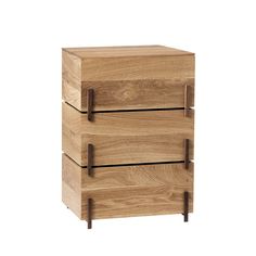 two wooden drawers with handles on each side